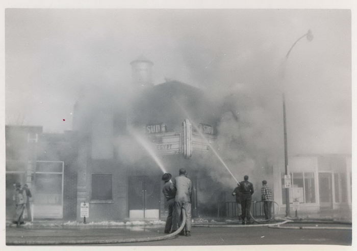 Sun Theater - 1952 Fire Photo From Bangor Historical Society
